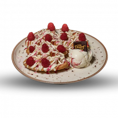 White Chocolate & Raspberry Roulette Waffle